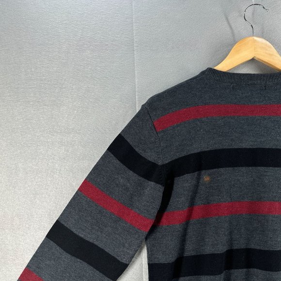 Marq Athletic Fit Mens Striped Sweater Medium Gray Crew Neck Relax Fit Casual - Picture 16 of 16